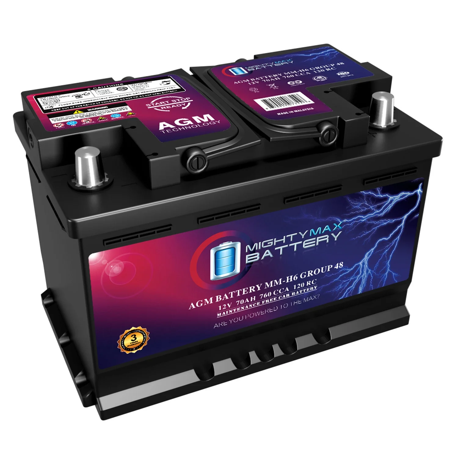 2025 Group 48 12V 70AH 120RC 760CCA Replacement Battery Compatible with Chevrolet Silverado 1500 1/2 Ton 07-13