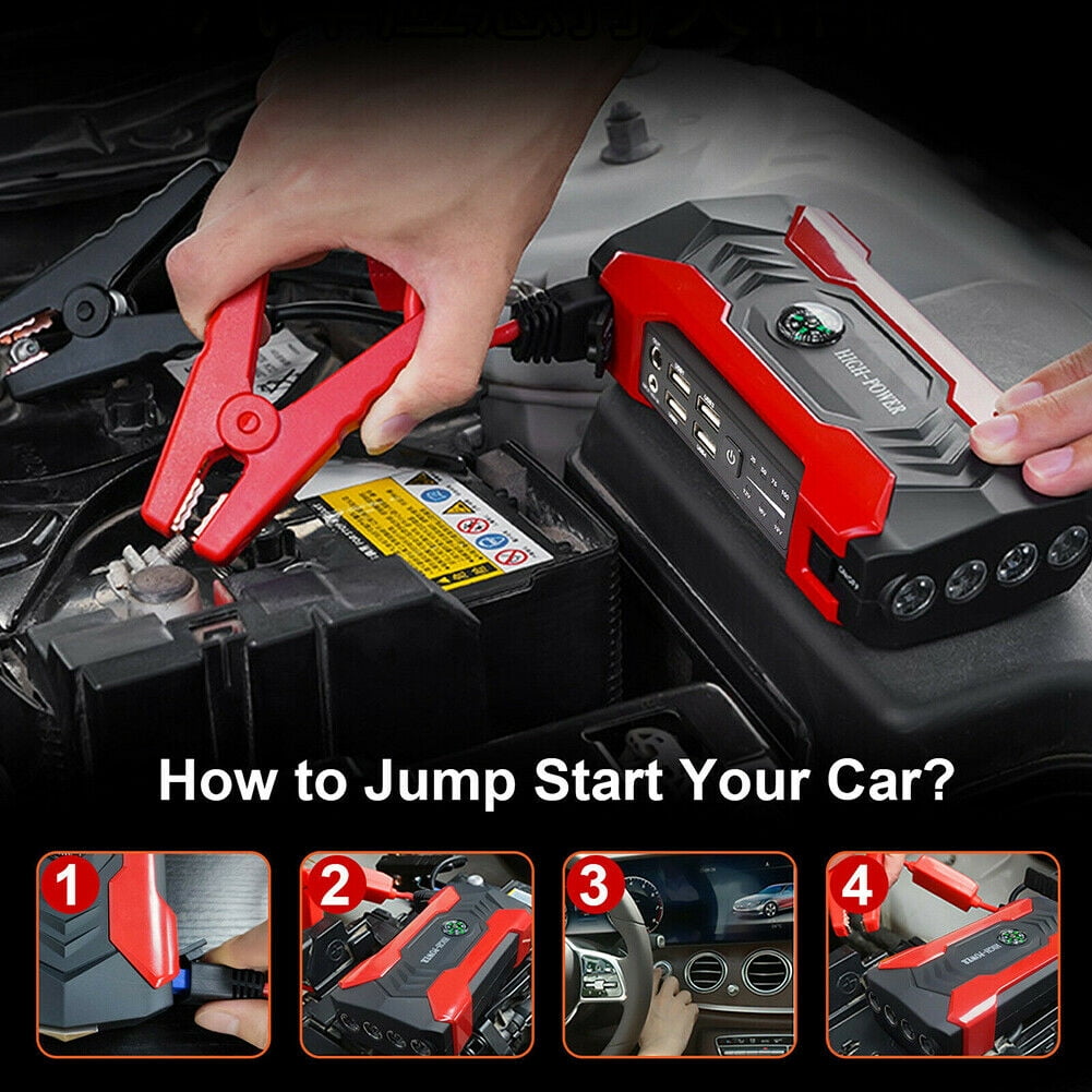 2025 Car Jump Starter, 600A Peak 99800mAh Portable Mini Slim Charger Power Bank (up to 12V 6.0L Gasoline Vehicles & 12V 3.0L Diesel Car) LED Flash Light Battery Booster