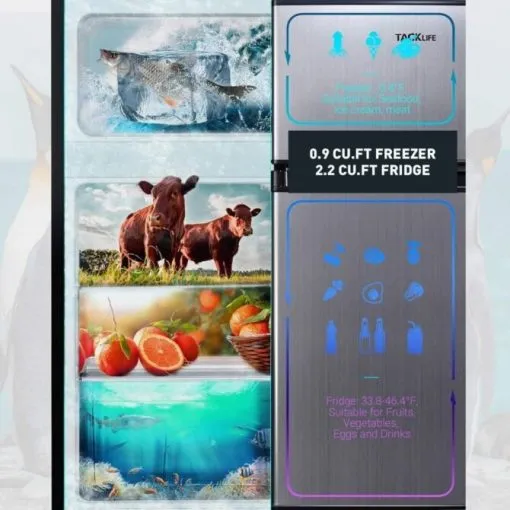 2025 Mini Fridge with Freezer, 3.1 Cu.Ft Small Refrigerator, Compact Refrigerator with LED Light flarmor