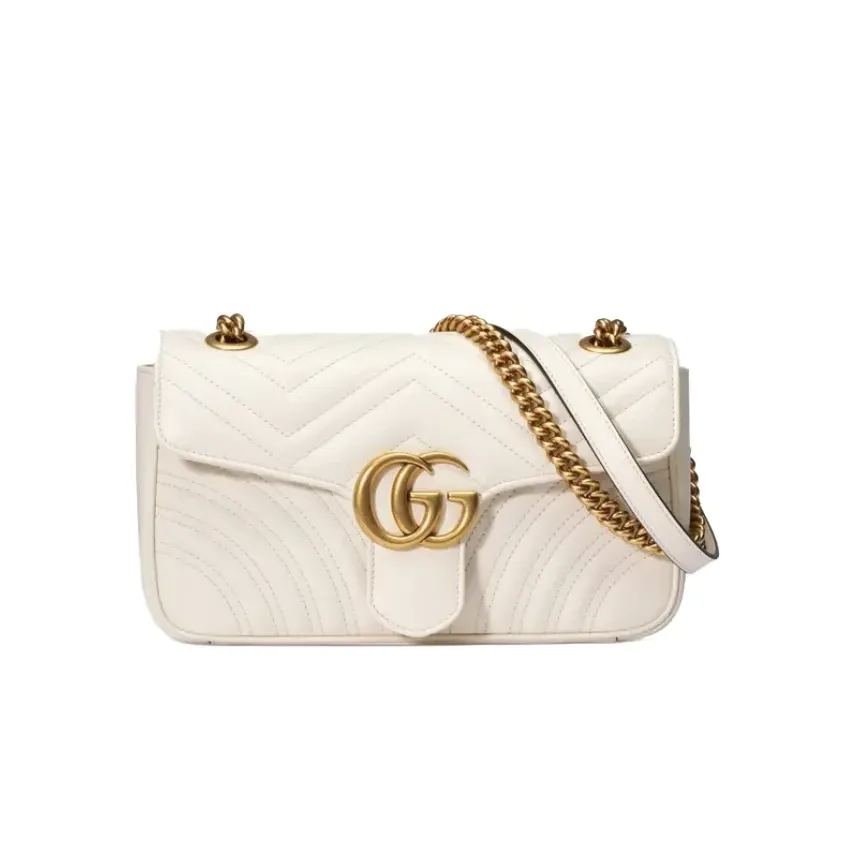 G Marmont Small White Matelass Shoulder Bag - LuxuryEva