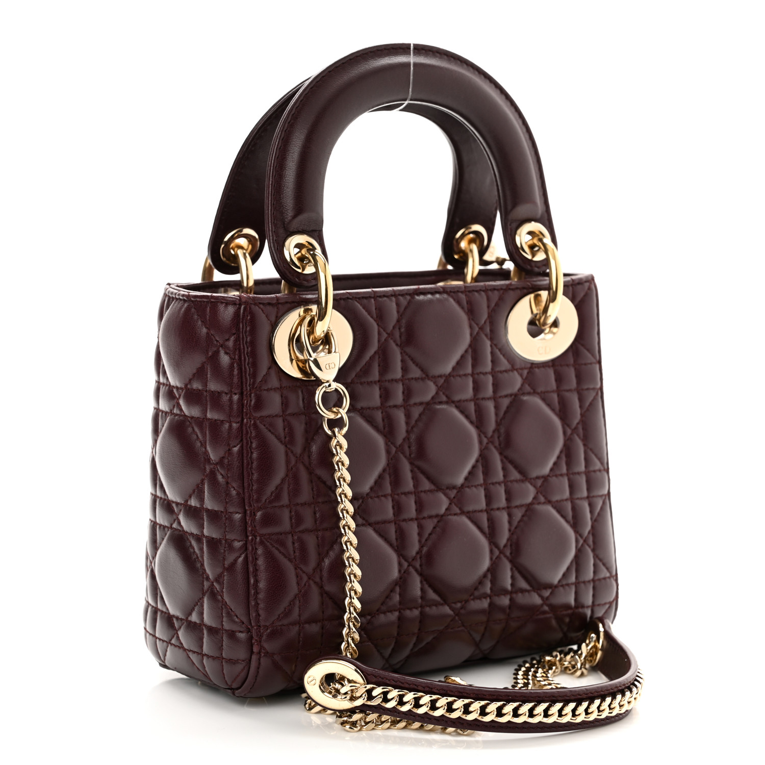 Lambskin Cannage Mini Lady Dior Plum - LuxuryEva