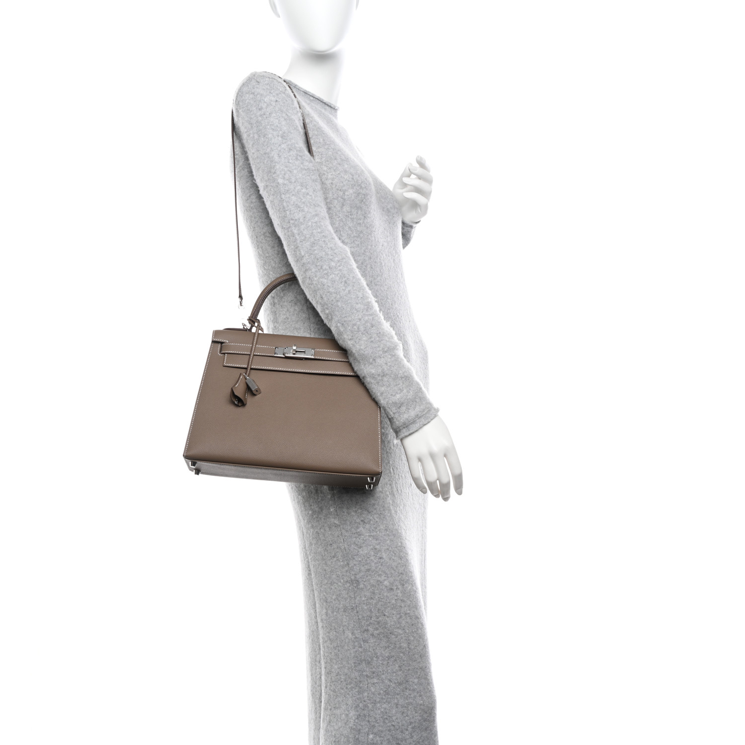 Epsom Kelly Sellier 28 Etoupe (Silver Lock) - LuxuryEva