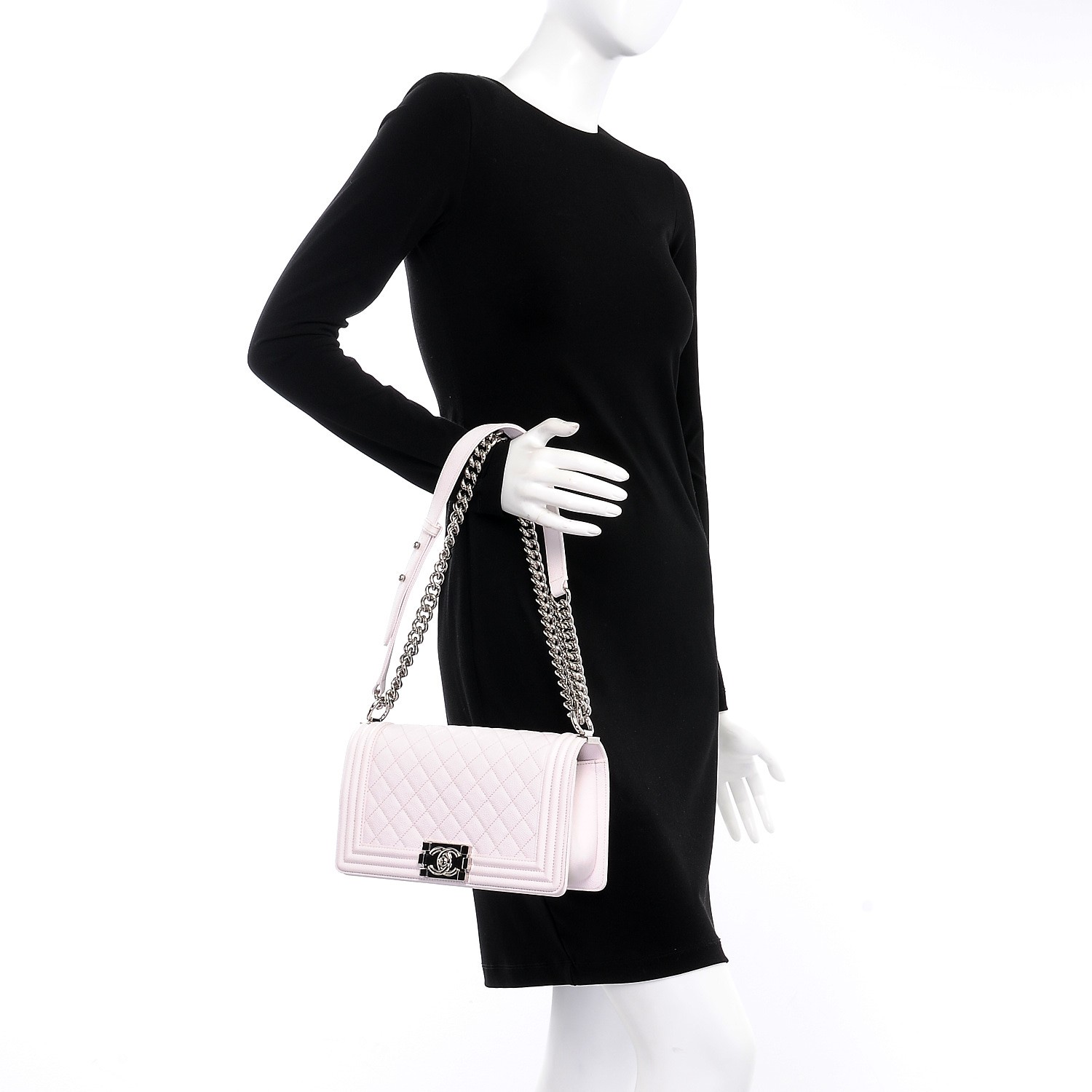 White / Nude Quilted Caviar Medium - LuxuryEva