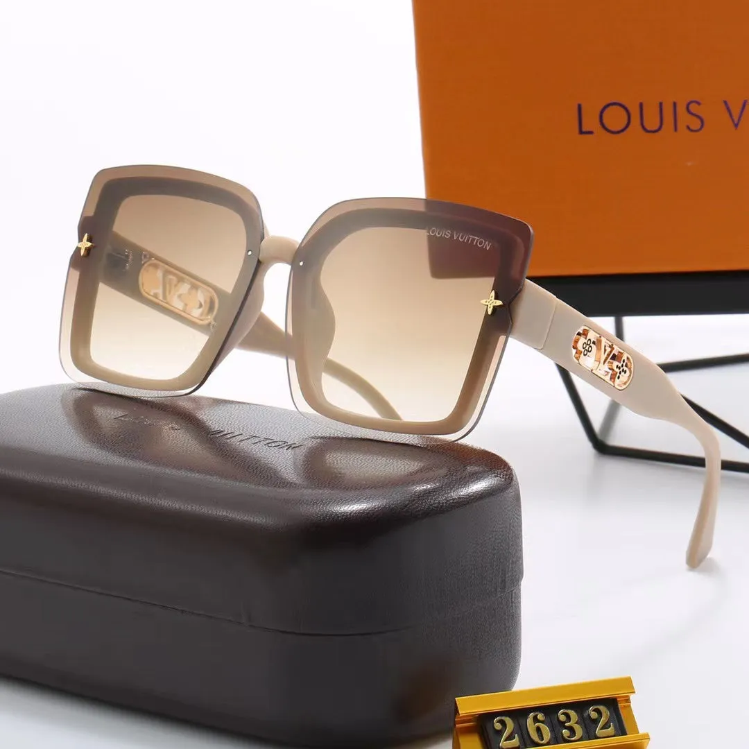 LV 6-color fashion four-leaf clover hollow letter temple sunglasses - LuxuryEva