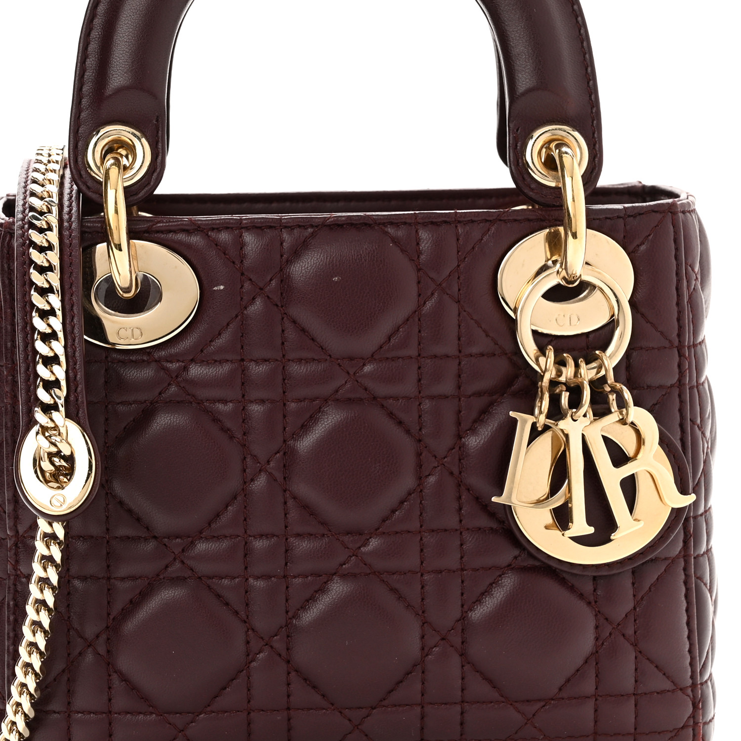 Lambskin Cannage Mini Lady Dior Plum - LuxuryEva