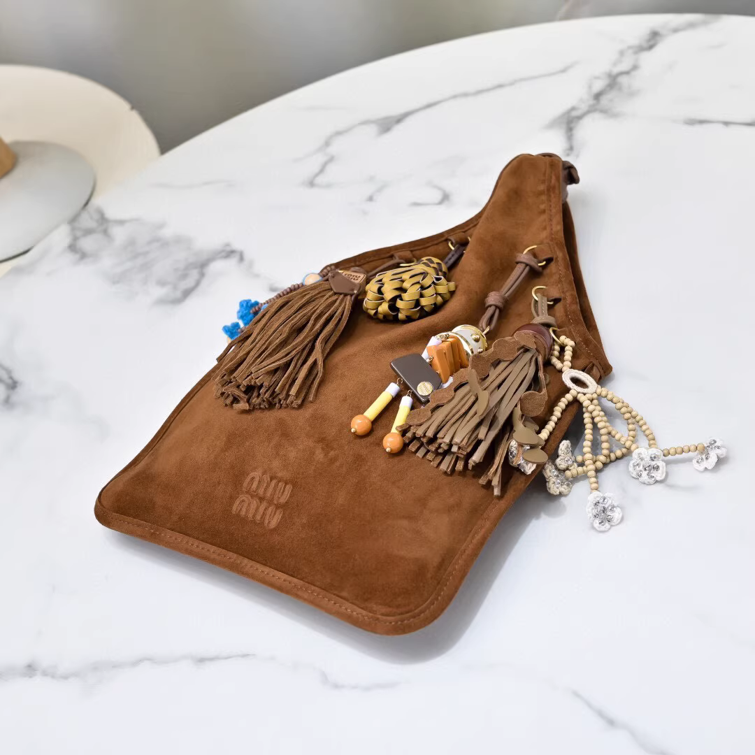 MiuMiu Suede bag with trick-Oak - LuxuryEva