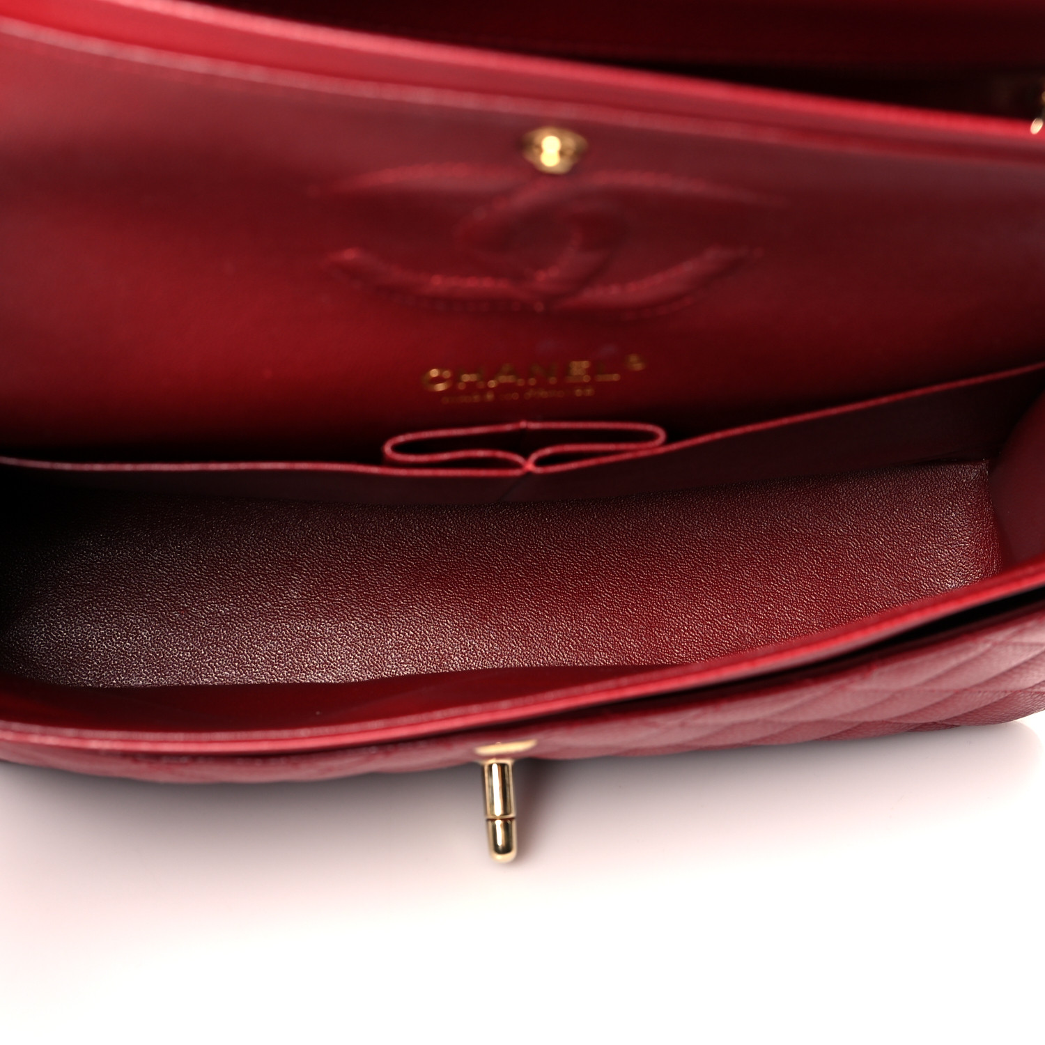 Caviar Quilted Medium Double Flap Red - LuxuryEva