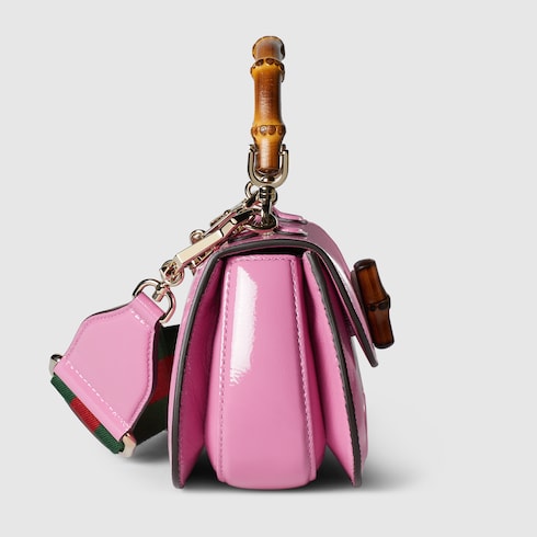 Gucci Bamboo 1947 mini bag Variation pink patent leather - LuxuryEva