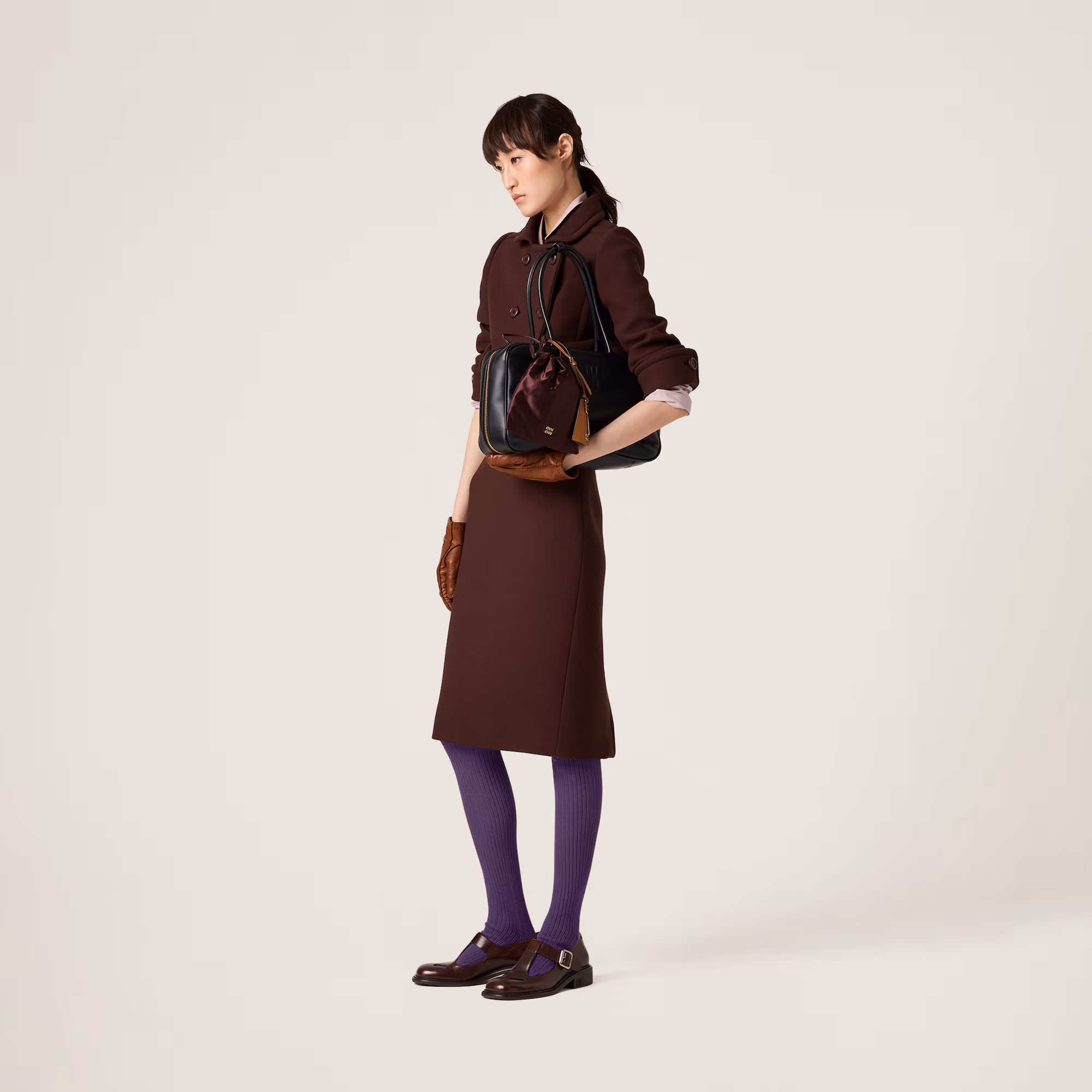 MIUMIU Leather Beau bag Large-Black - LuxuryEva