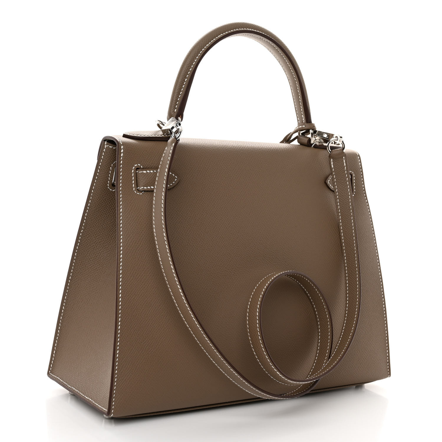 Epsom Kelly Sellier 28 Etoupe (Silver Lock) - LuxuryEva