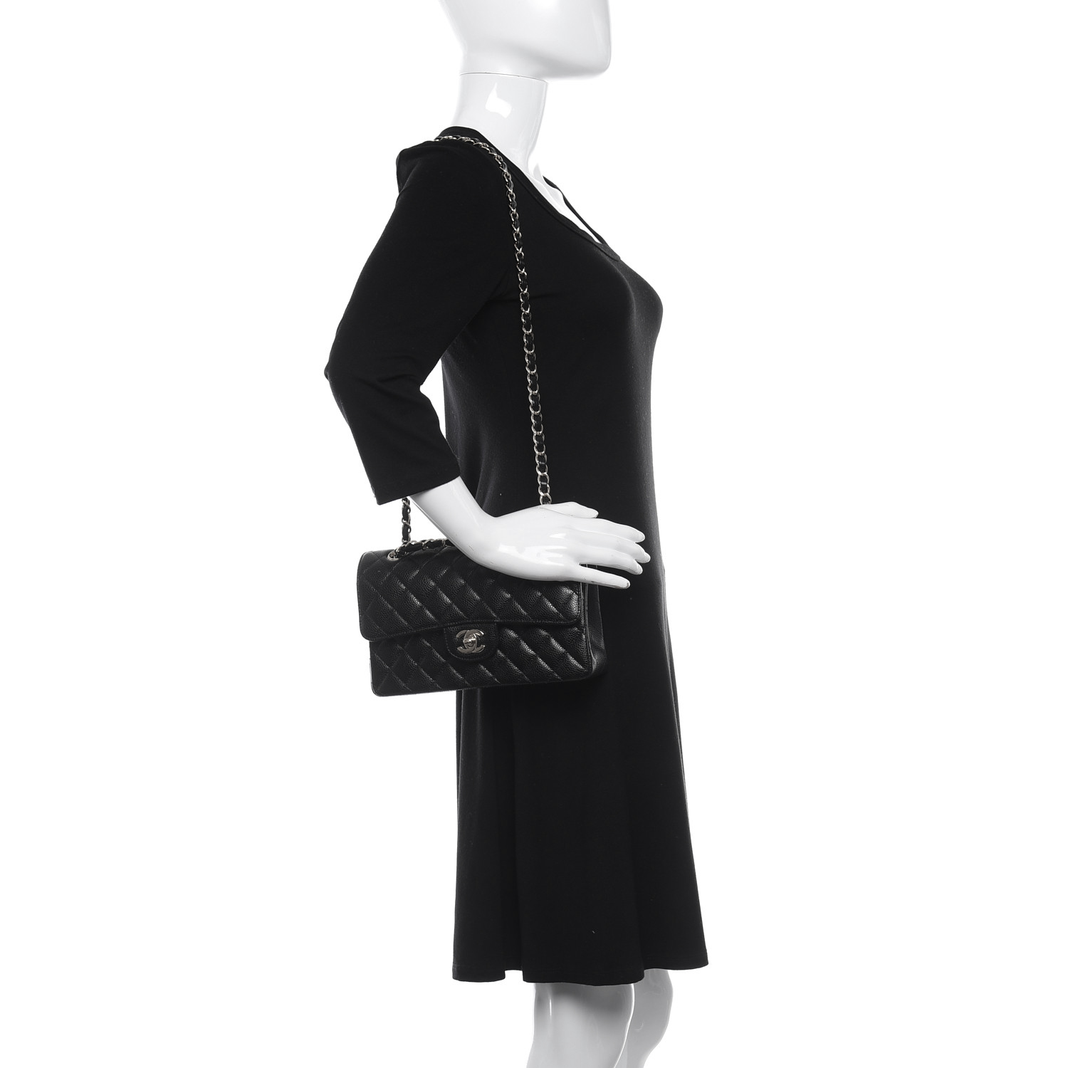 Caviar Quilted Small Double Flap Black - LuxuryEva