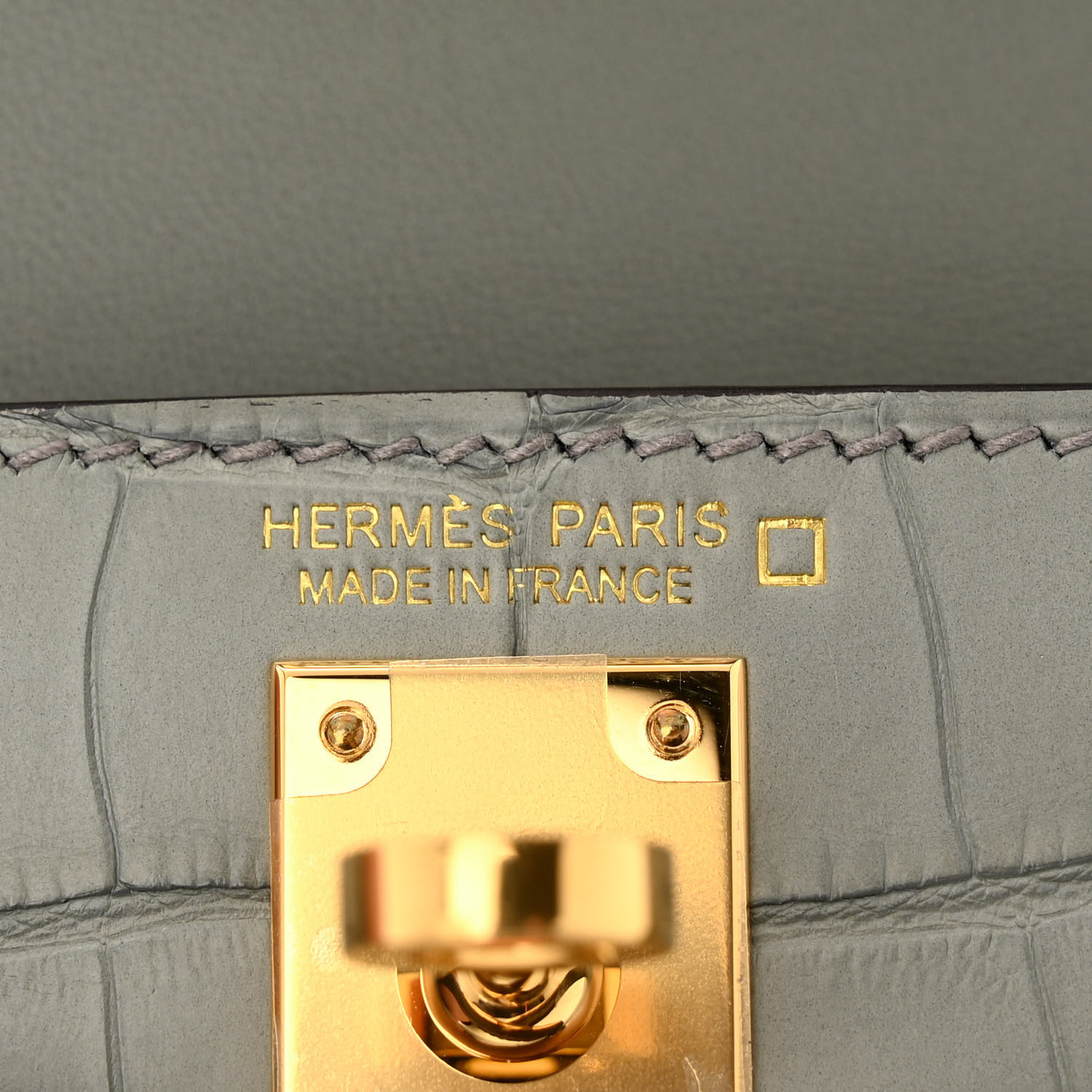 Matte Alligator Mini Kelly Sellier 20 Gris Ciment - LuxuryEva