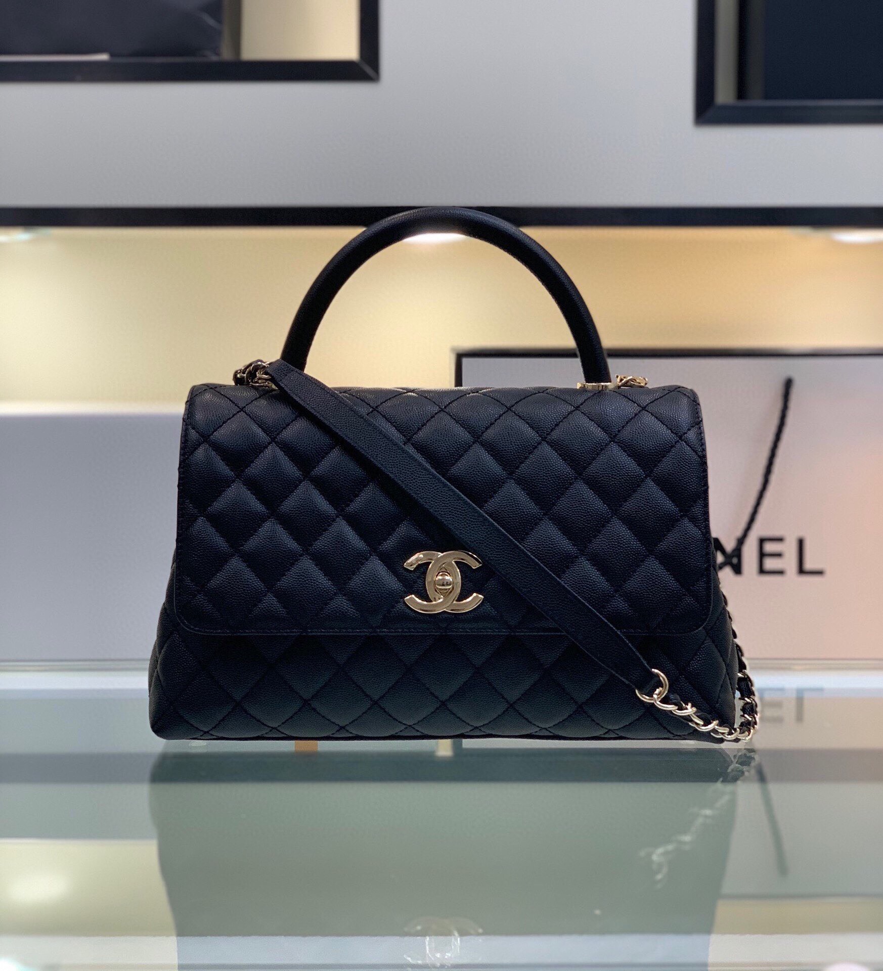 Chanel Coco Handle Bag Caviar-Black - LuxuryEva