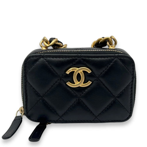 Chanel CC Crossbody Bag Black in Lambskin, Gold hardware - LuxuryEva