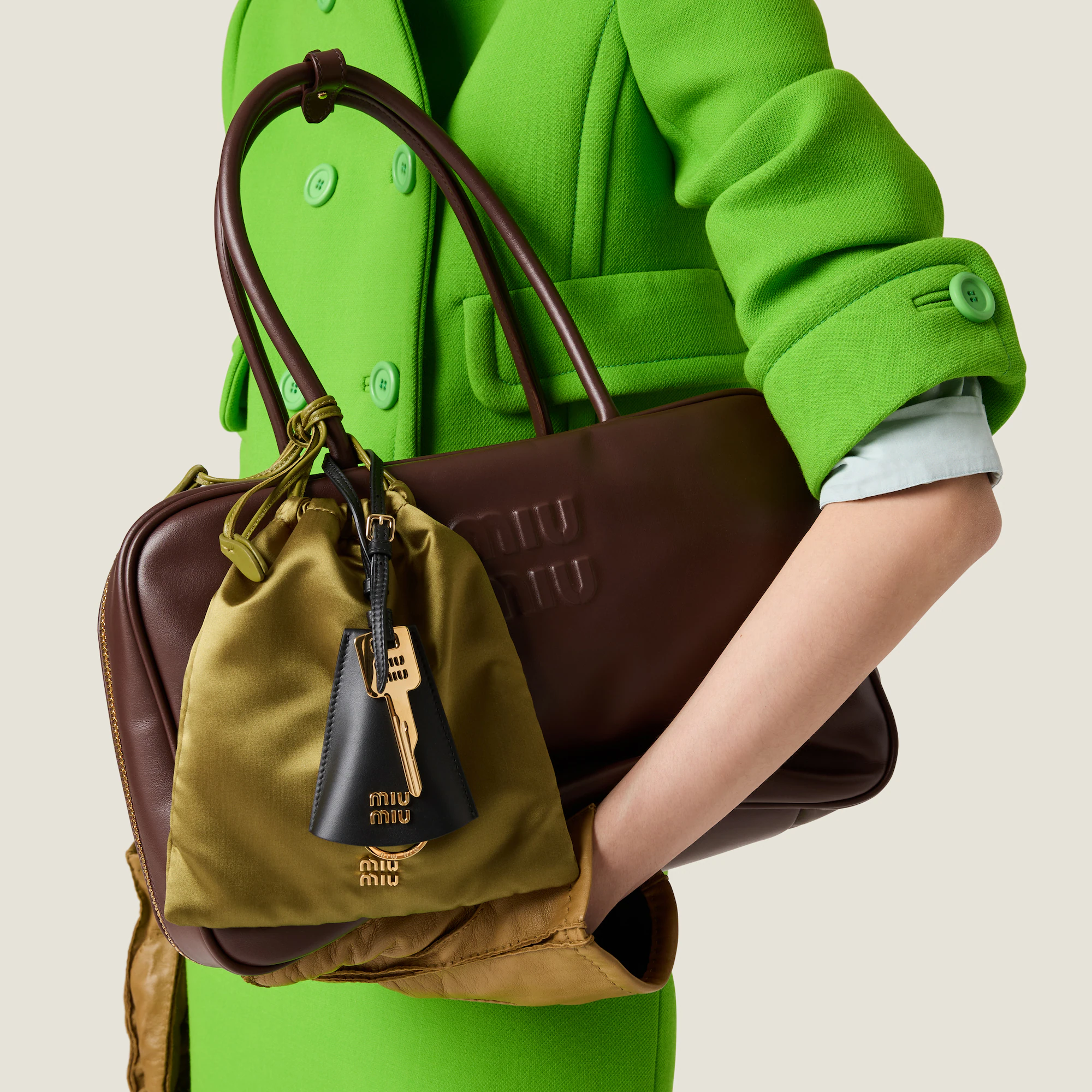 MIUMIU Leather Beau bag Large-Briarwood - LuxuryEva