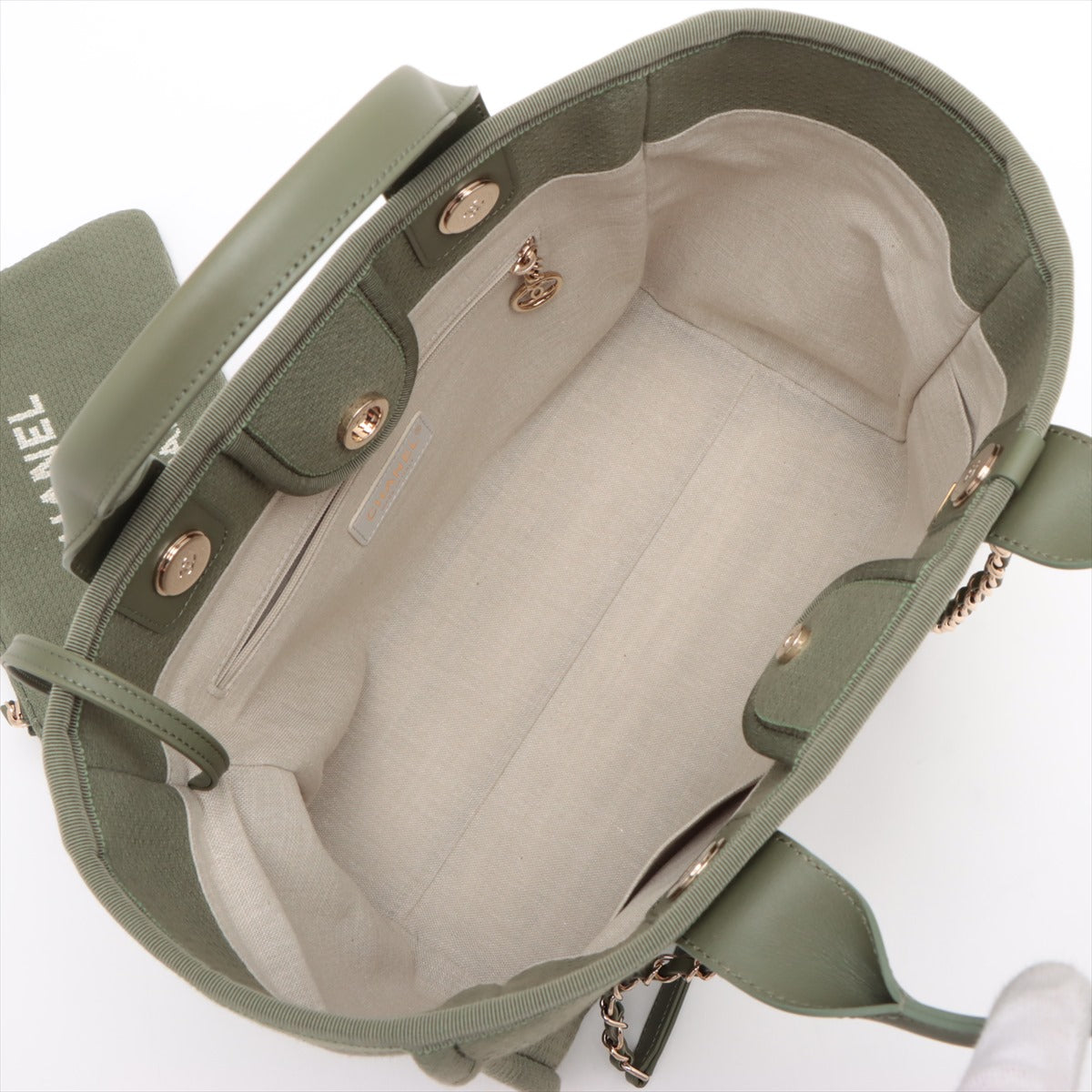 Chanel Khaki Deauville Shopping Tote - LuxuryEva