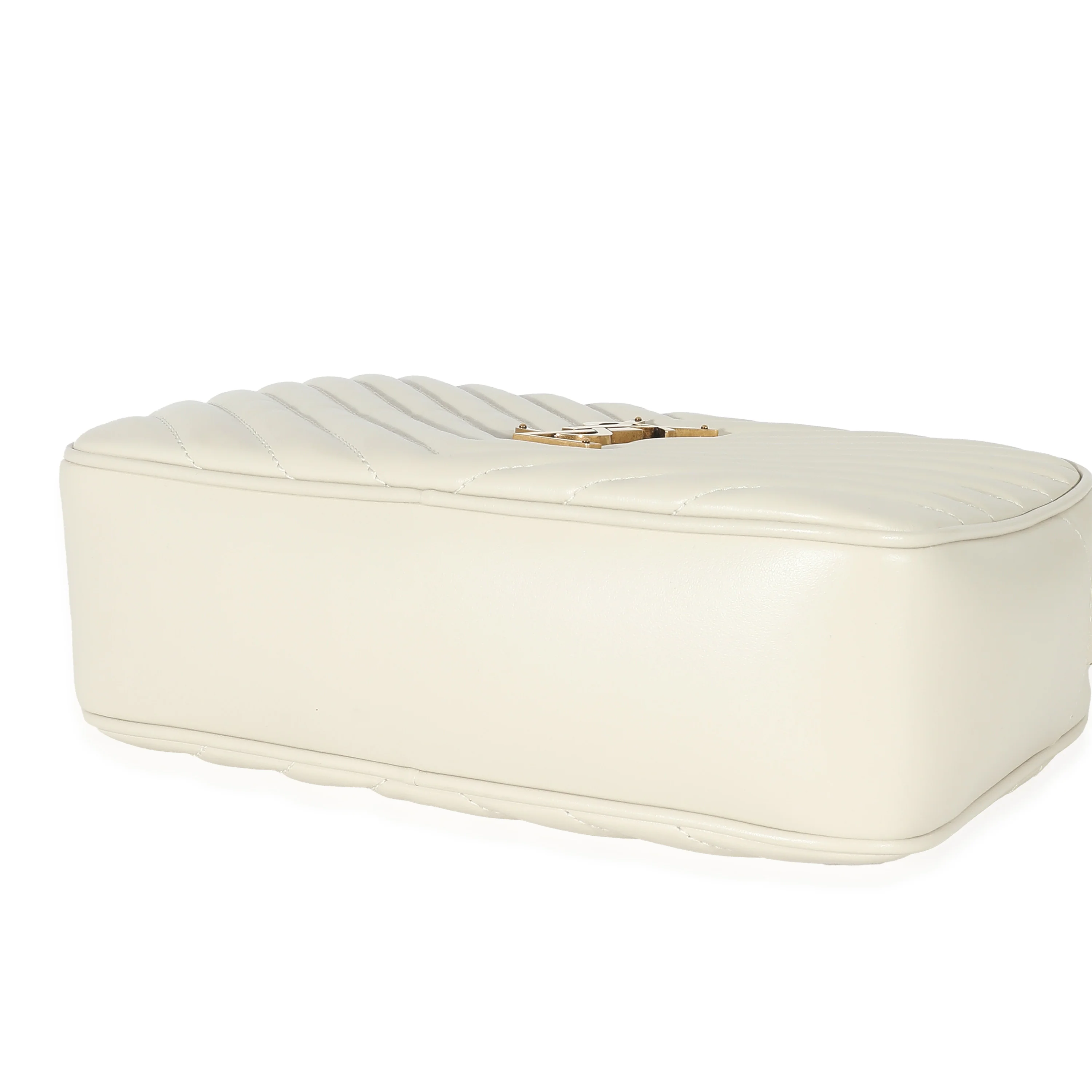 Saint Laurent Crema Soft Chevron Quilted Leather Lou Camera Bag - LuxuryEva