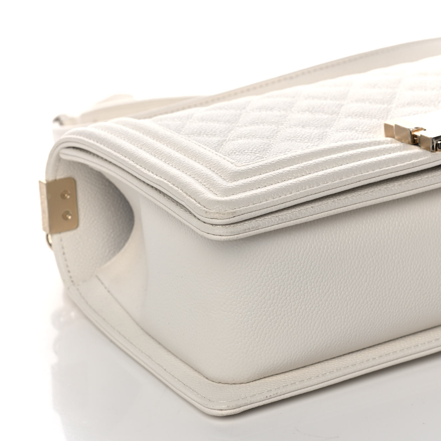 White / Nude Quilted Caviar Medium - LuxuryEva