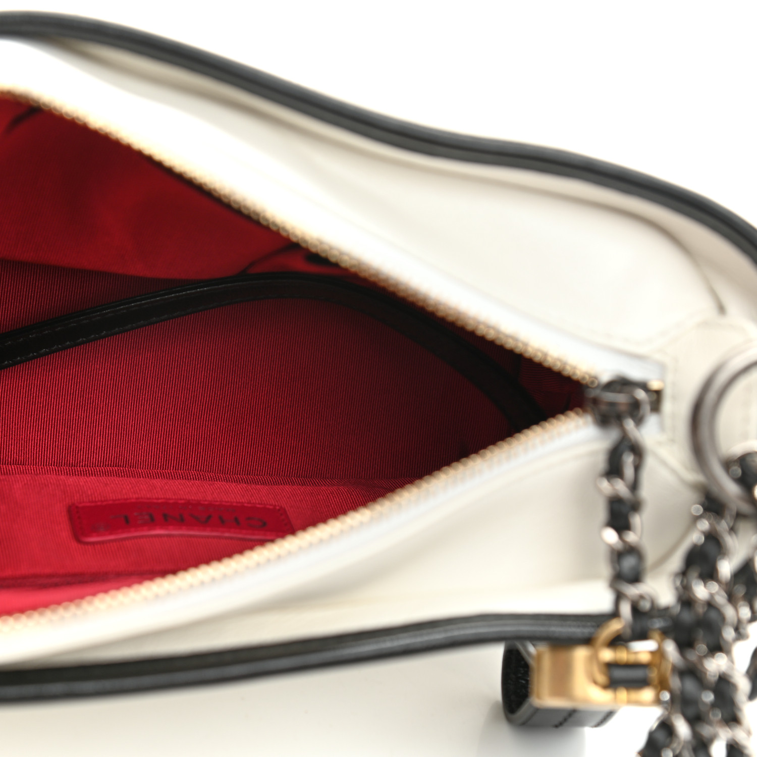 Aged Calfskin Quilted Small Gabrielle Hobo Black White - LuxuryEva