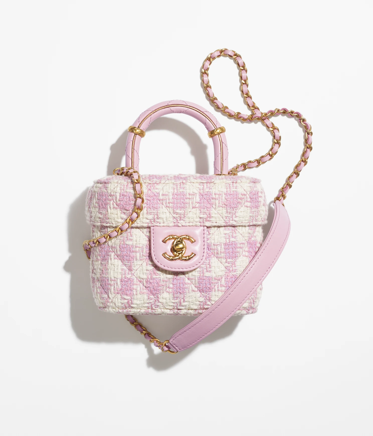 SMALL VANITY CASE-Pink & Ecru - LuxuryEva