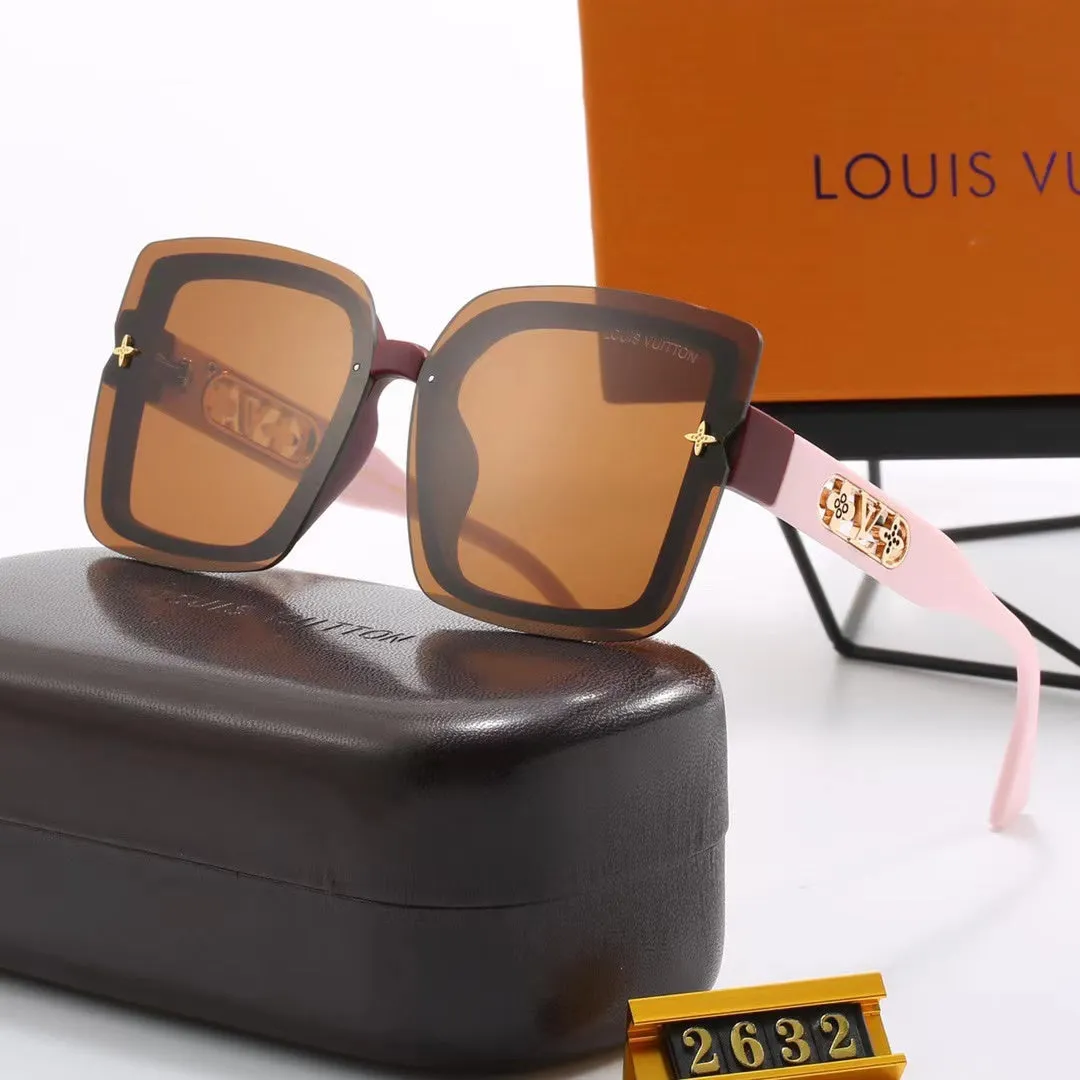 LV 6-color fashion four-leaf clover hollow letter temple sunglasses - LuxuryEva