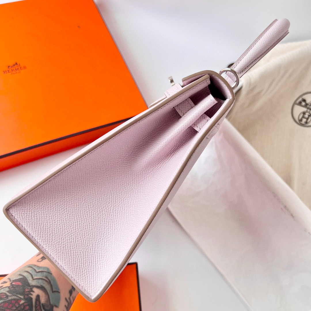 Hermès Epsom Kelly Sellier 25 Mauve Pale - LuxuryEva