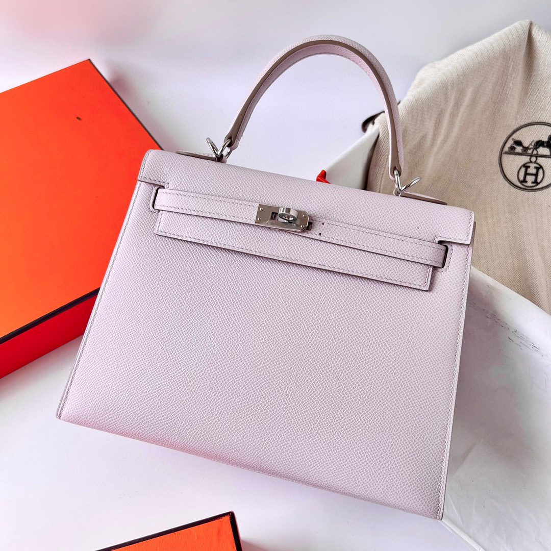 Hermès Epsom Kelly Sellier 25 Mauve Pale - LuxuryEva