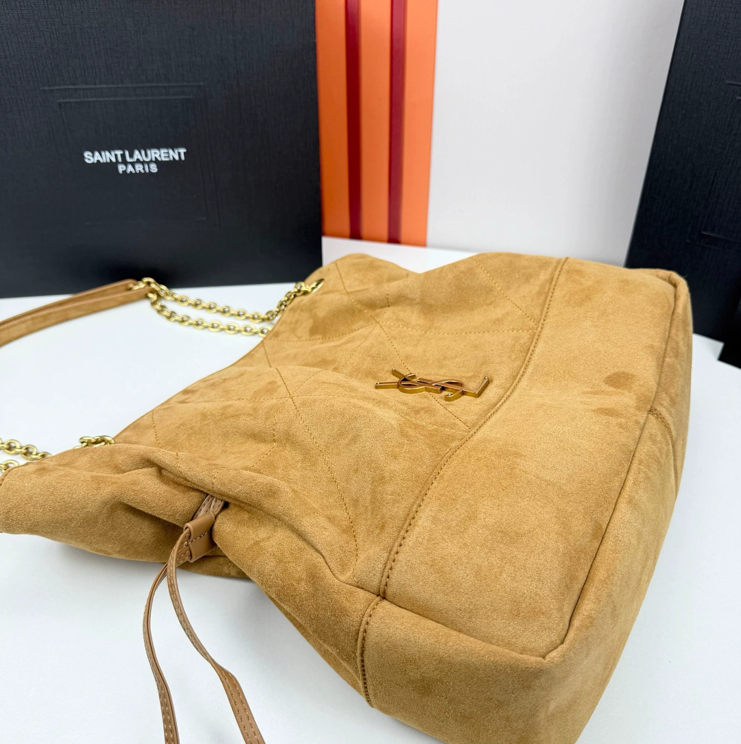 YSL JAMIE shopping in suede-GOLDEN LEAF - LuxuryEva