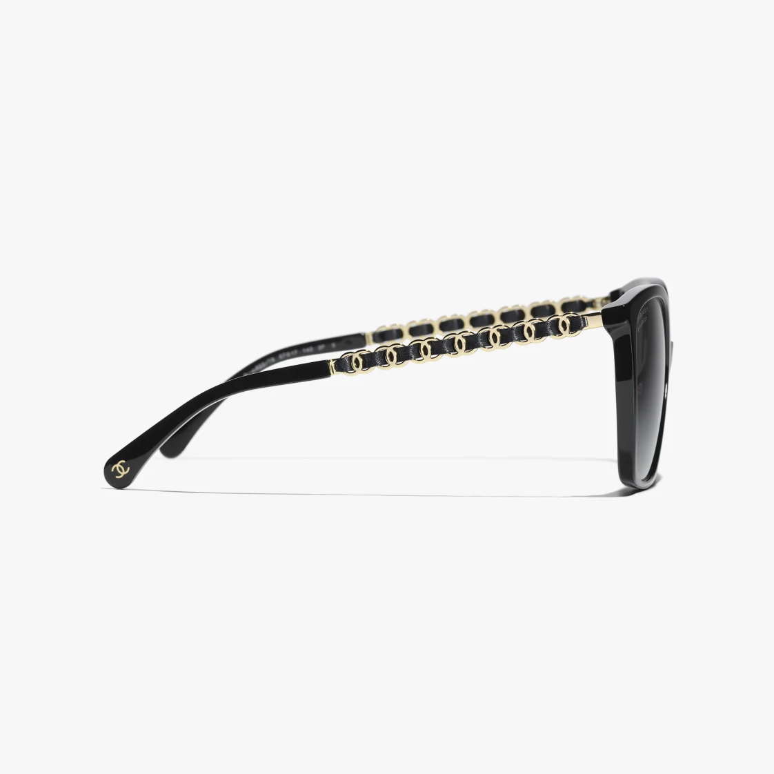 CHANEL-SQUARE SUNGLASSES Acetate & Calfskin Black - LuxuryEva