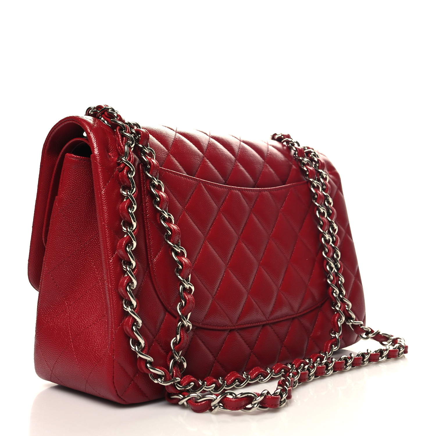 Caviar Quilted Jumbo Double Flap Red - LuxuryEva