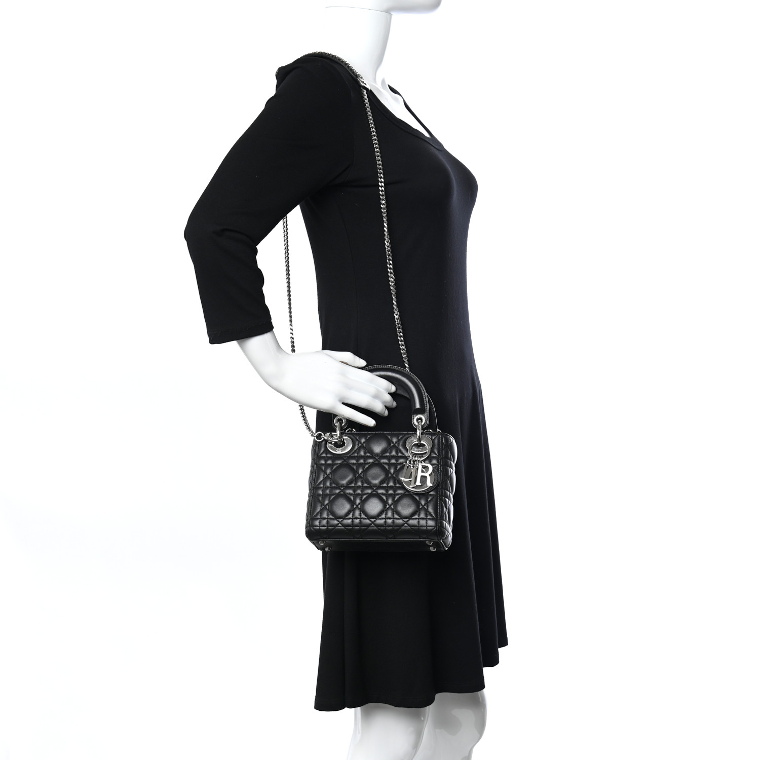 Lambskin Cannage Mini Lady Dior Black(6.5 x 6 x 3 in) - LuxuryEva