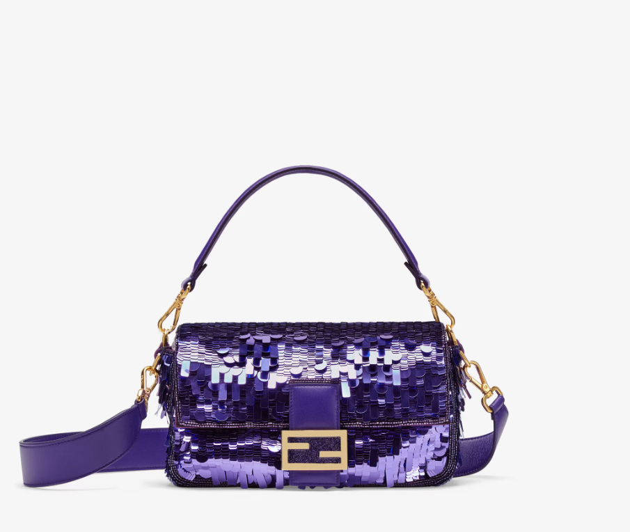 FENDI Baguette Purple sequined bag - LuxuryEva