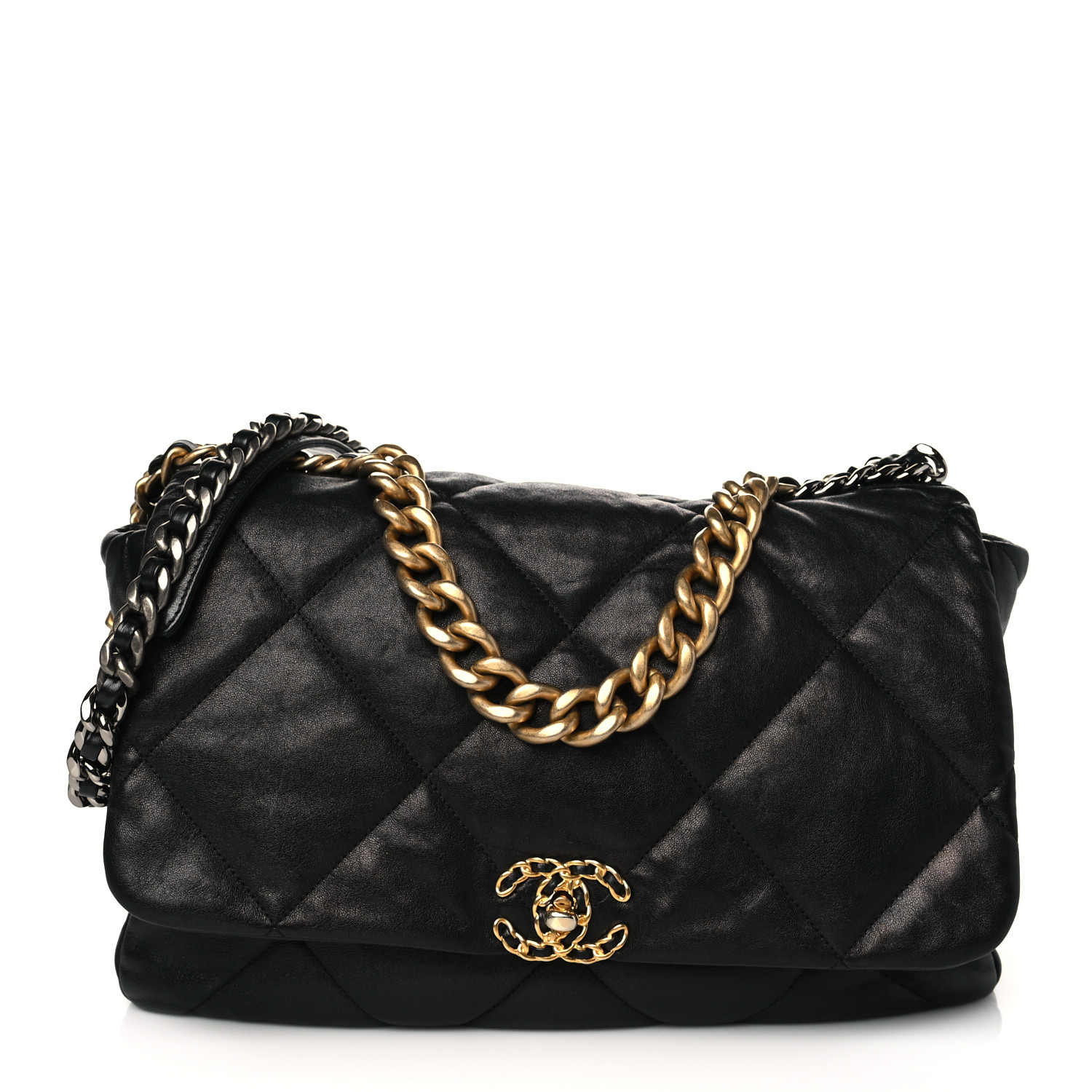 Lambskin Quilted Chanel 19 Flap Black - LuxuryEva