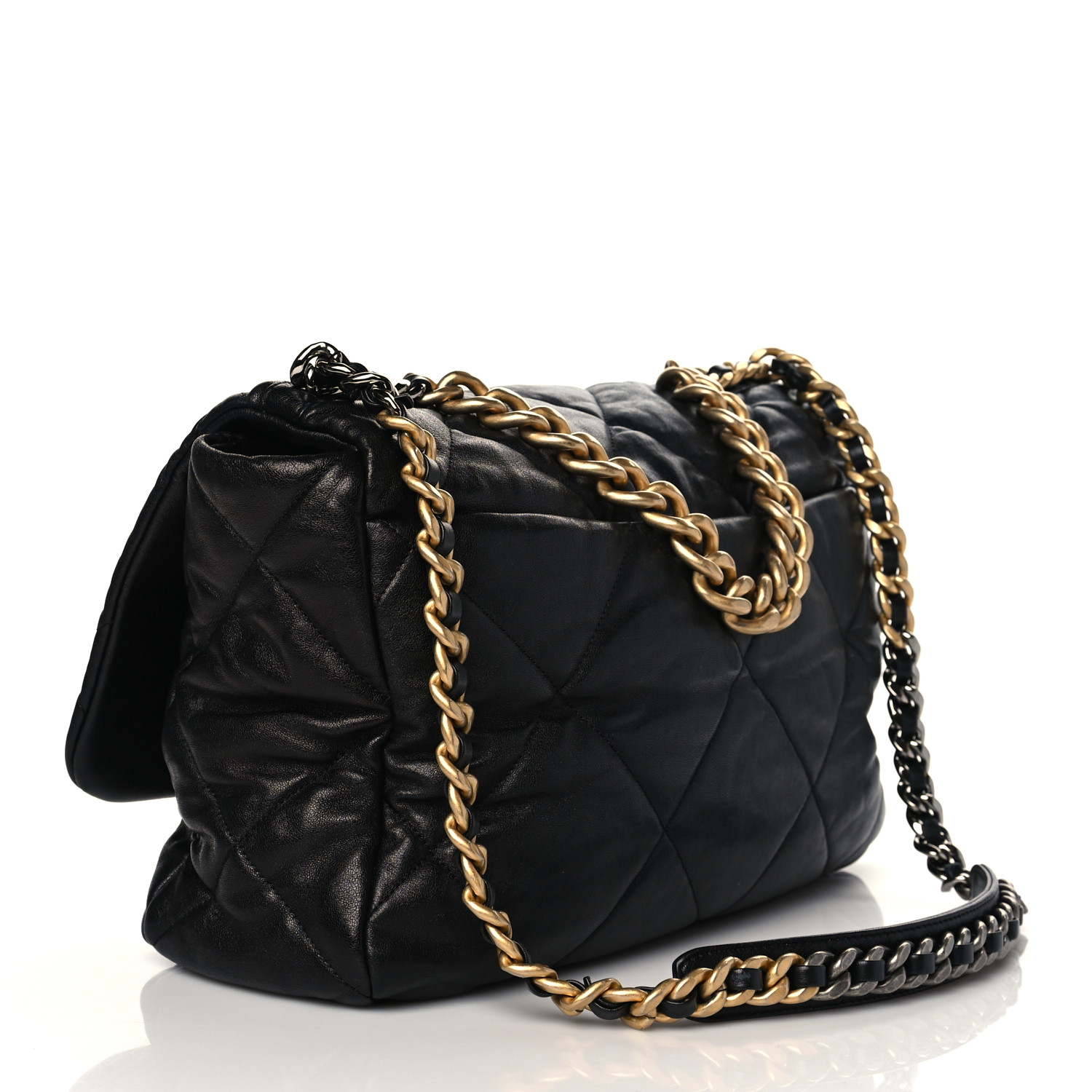 Lambskin Quilted Chanel 19 Flap Black - LuxuryEva