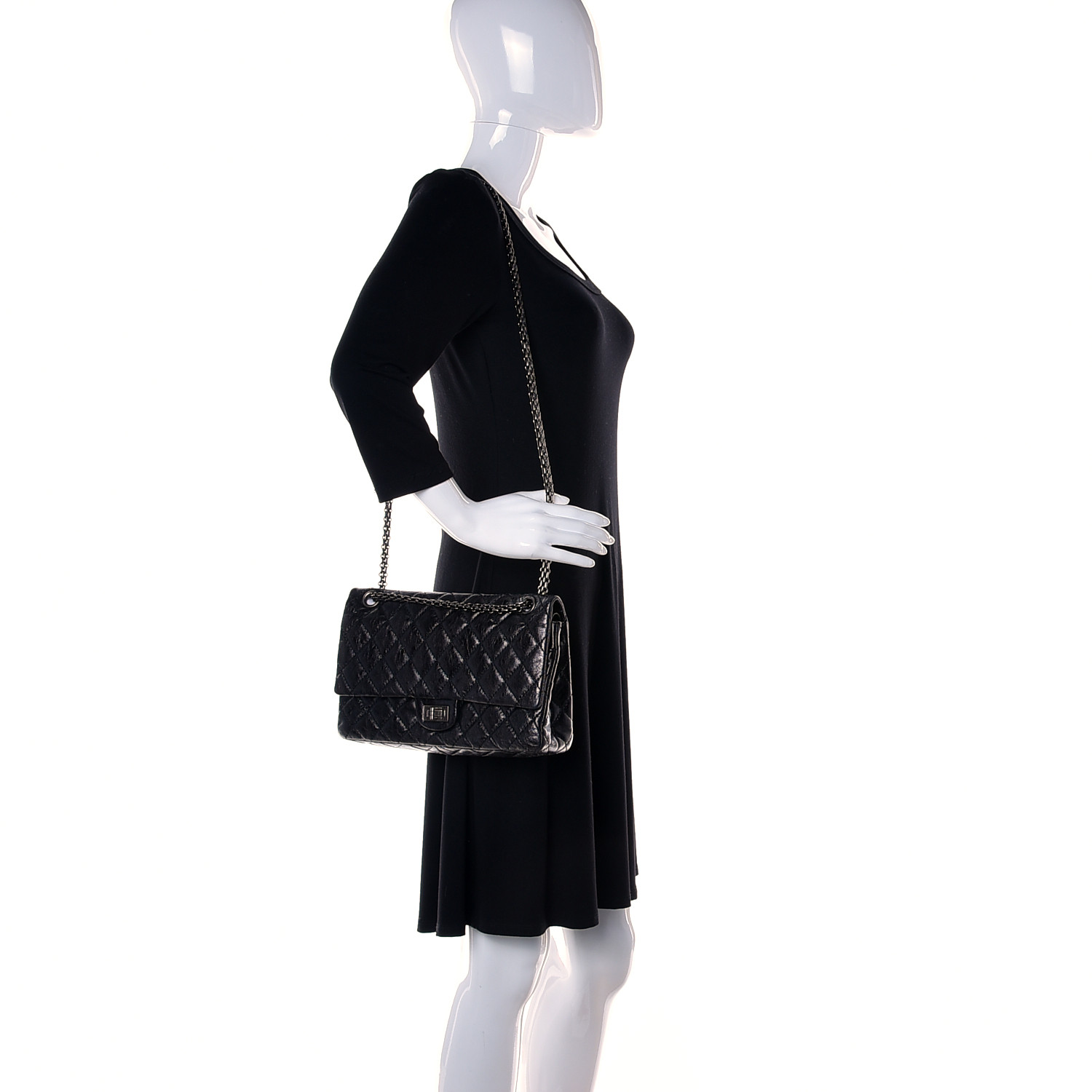Aged Calfskin Quilted 2.55 Reissue 226 Flap Black - LuxuryEva
