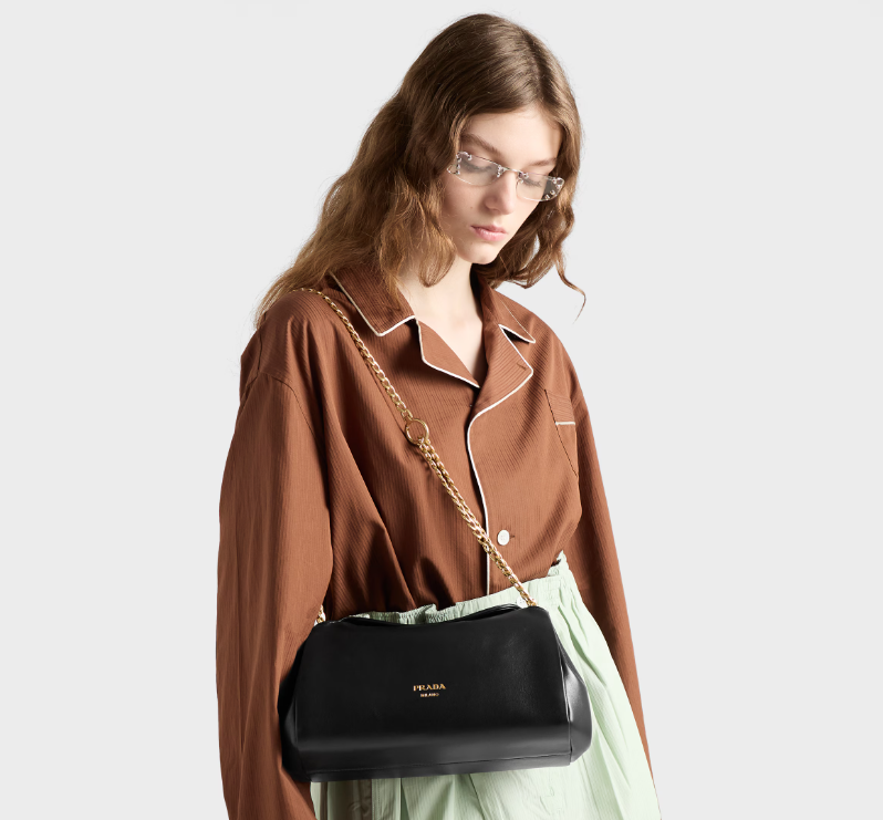 Prada Tumulte small nappa leather bag-Black - LuxuryEva