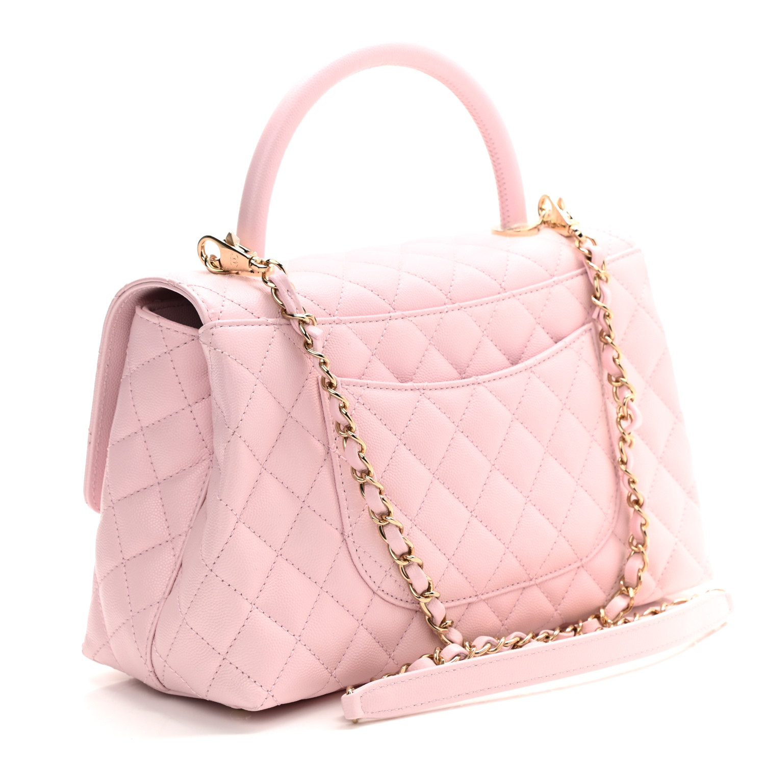Caviar Quilted Small Coco Handle Flap Light Pink - LuxuryEva