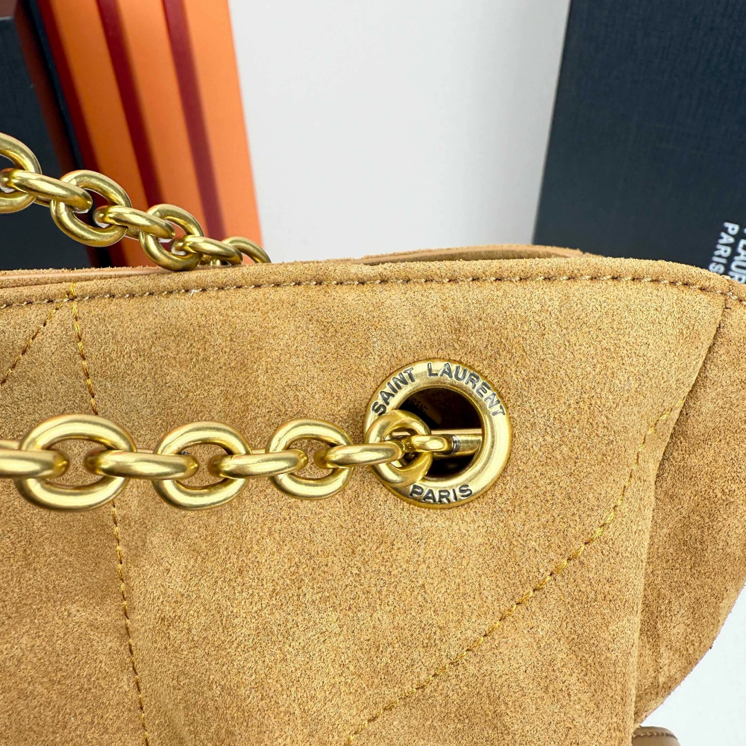 YSL JAMIE shopping in suede-GOLDEN LEAF - LuxuryEva