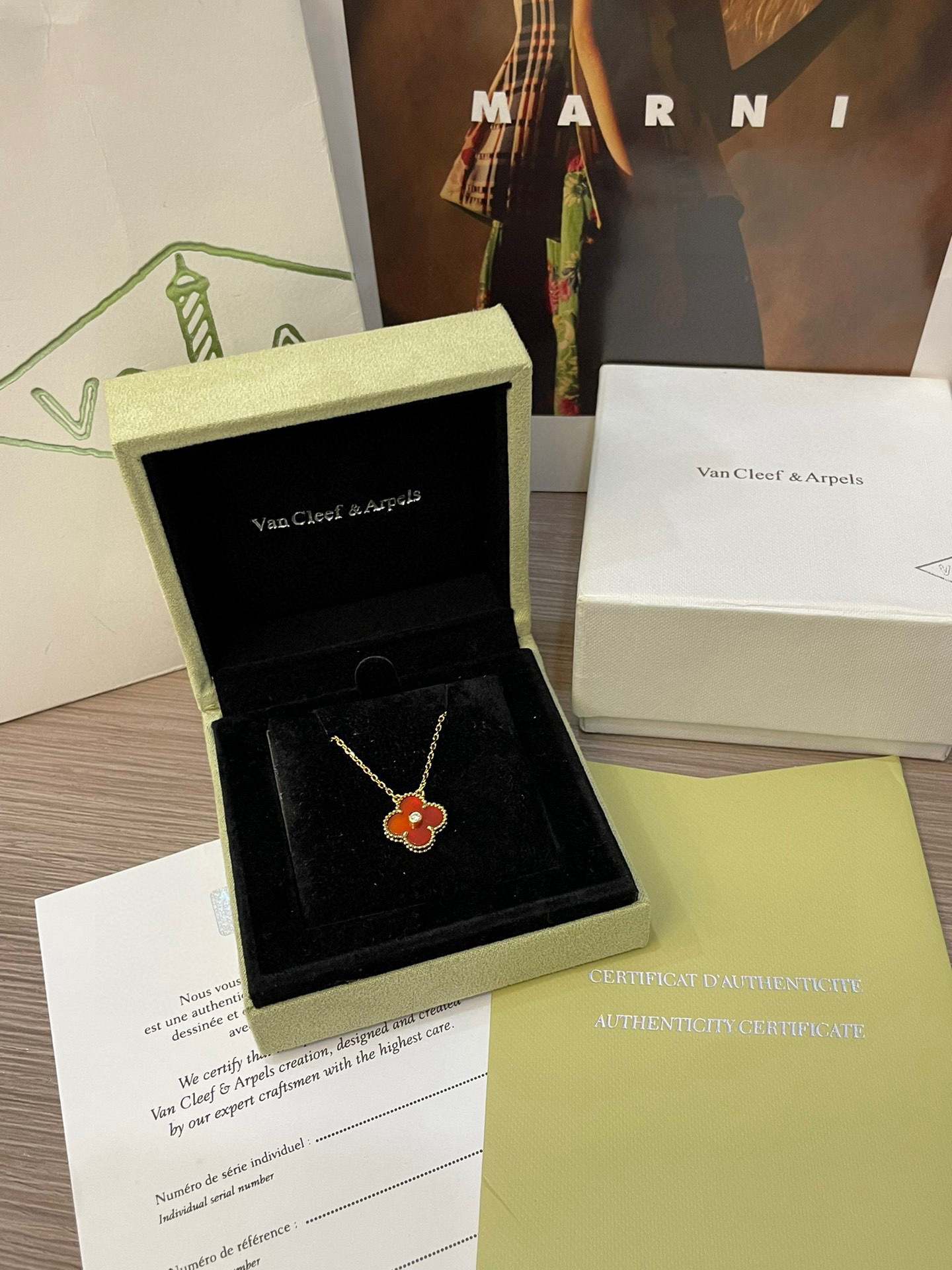 Van Cleef & Arpels Five-Flower Natural Red Carnelian Bracelet Set - LuxuryEva