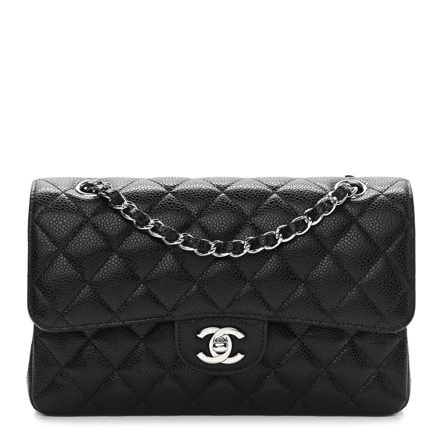 Caviar Quilted Small Double Flap Black - LuxuryEva