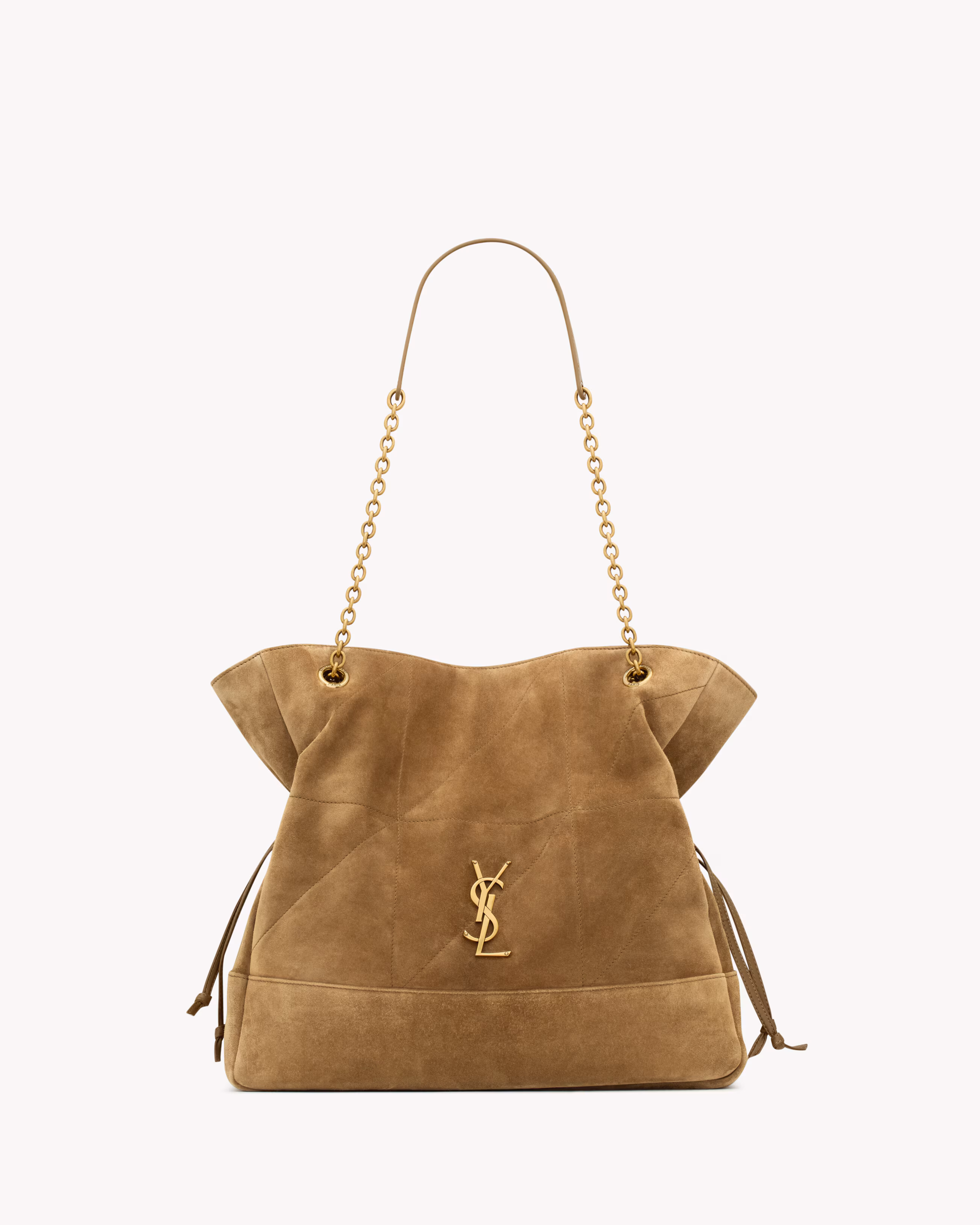 YSL JAMIE shopping in suede-GOLDEN LEAF - LuxuryEva