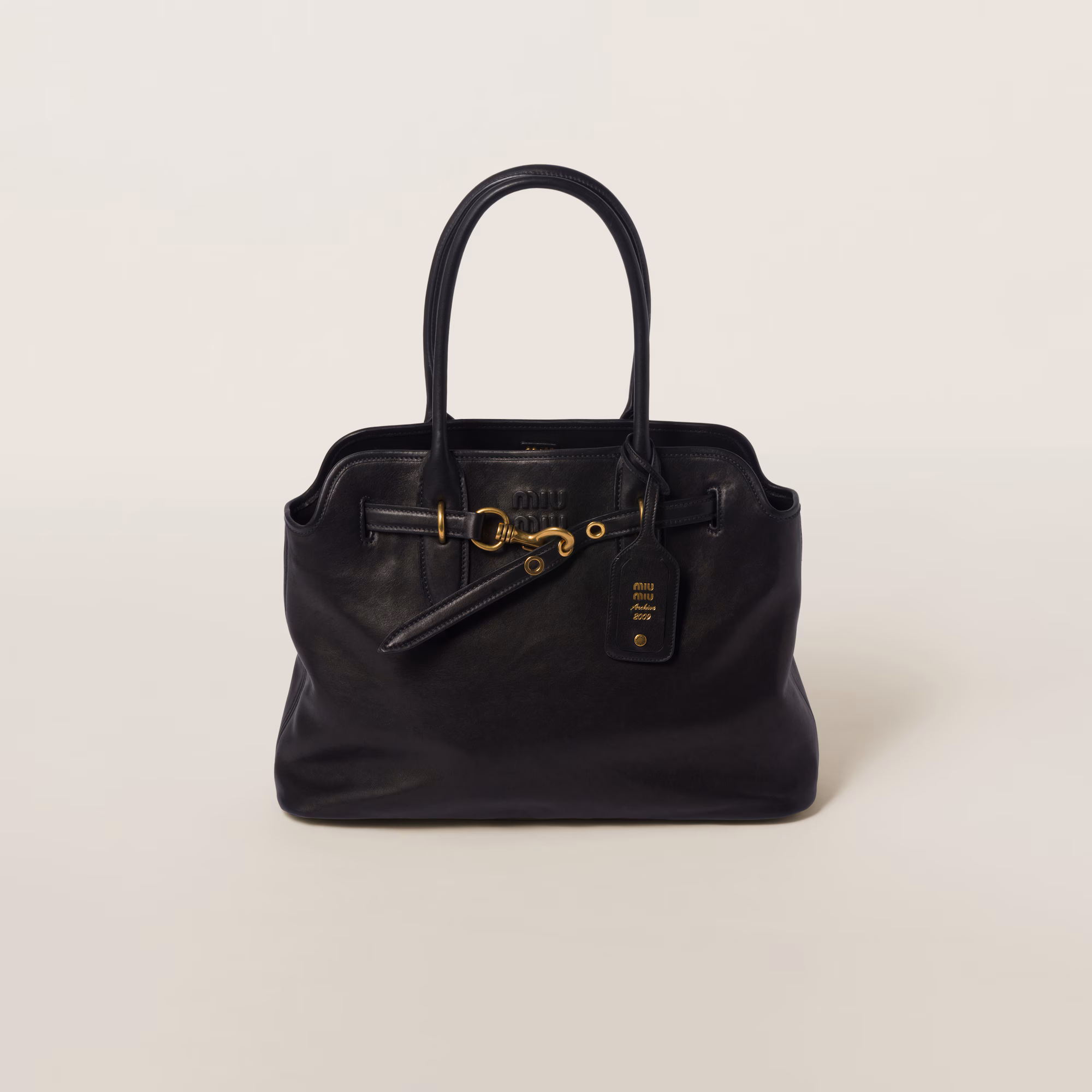 MiuMiu Aventure nappa leather bag-Black - LuxuryEva