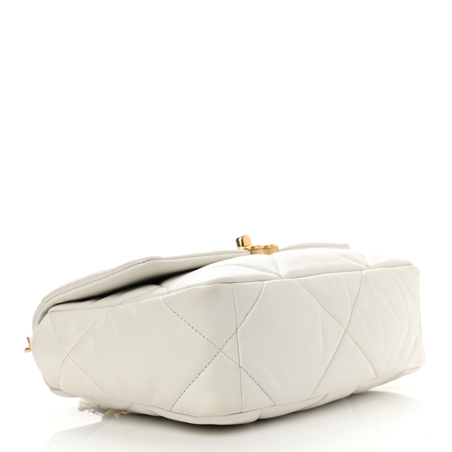 Goatskin Quilted Medium Chanel 19 Flap White - LuxuryEva