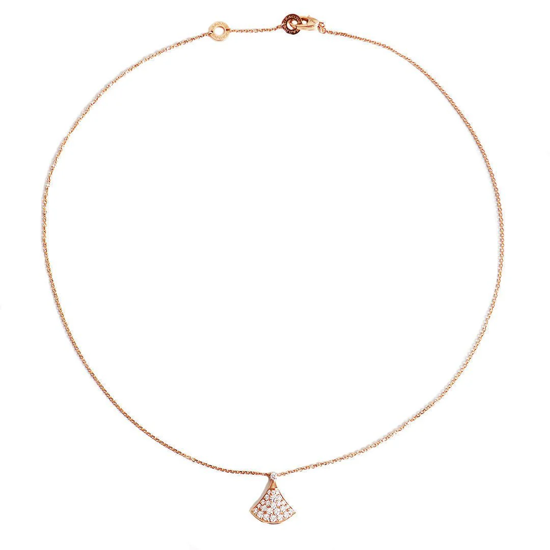 Bvlgari Divas' Dream Pave Diamonds 18k Rose Gold Stud Earrings and Divas’Dream 18ct rose-gold and 0.47ct brilliant-cut diamond necklace - LuxuryEva