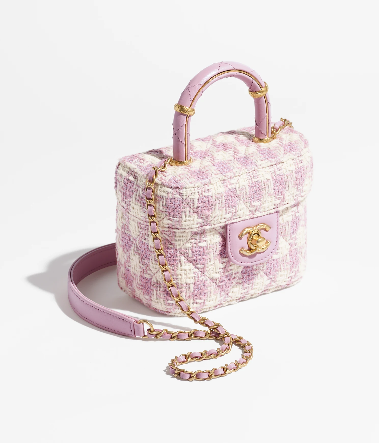 SMALL VANITY CASE-Pink & Ecru - LuxuryEva