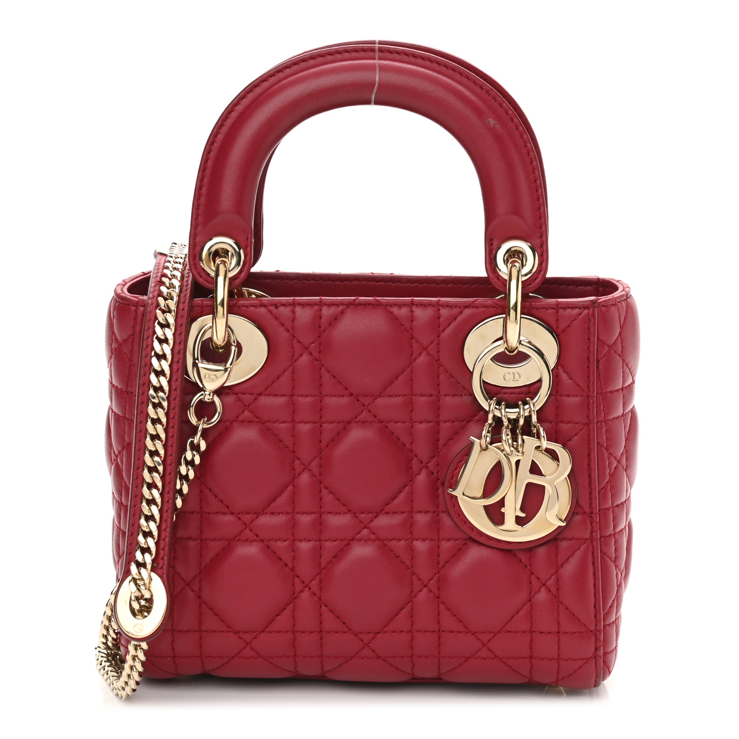 Lambskin Cannage Mini Lady Dior Burgundy - LuxuryEva