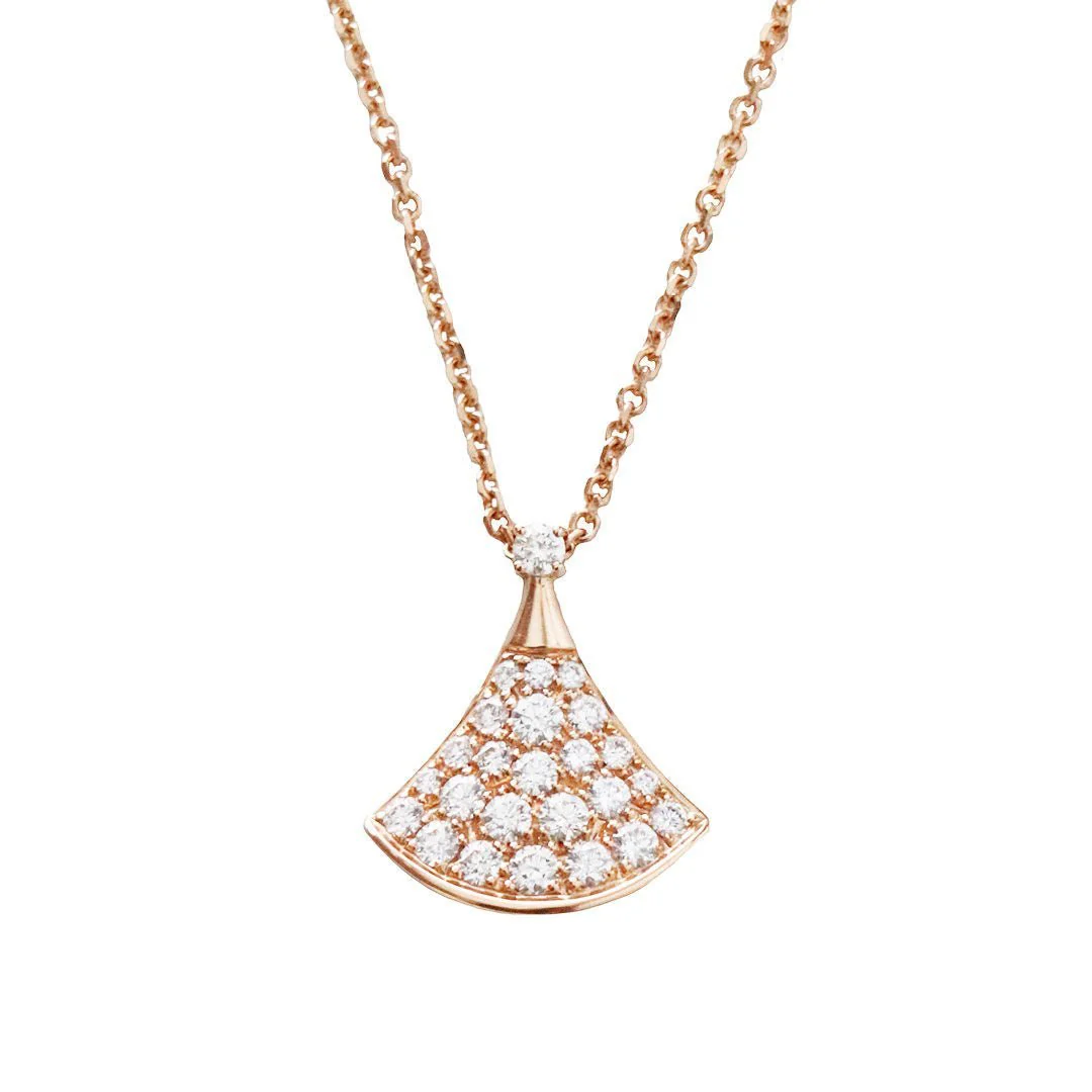 Bvlgari Divas' Dream Pave Diamonds 18k Rose Gold Stud Earrings and Divas’Dream 18ct rose-gold and 0.47ct brilliant-cut diamond necklace - LuxuryEva