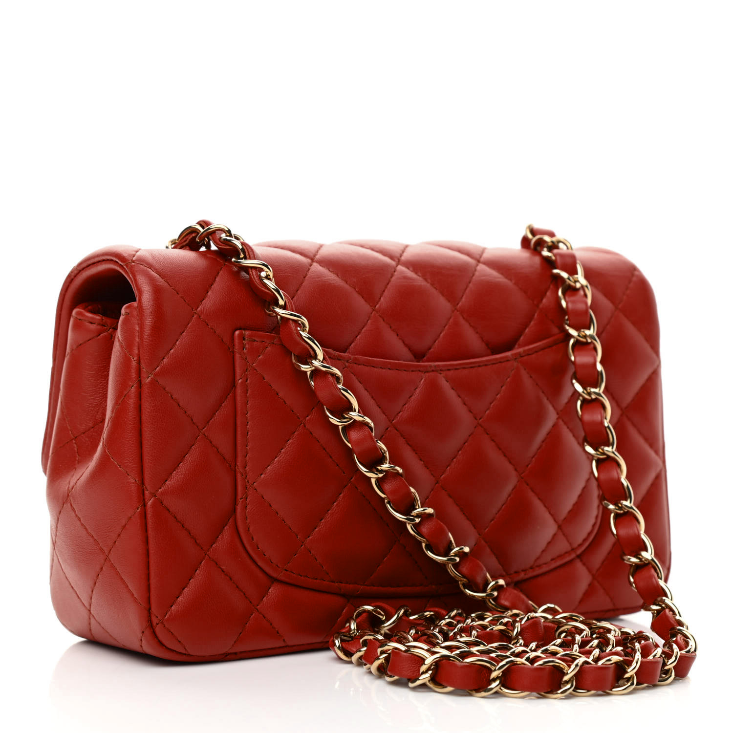 Lambskin Quilted Mini Rectangular Flap - Red - LuxuryEva