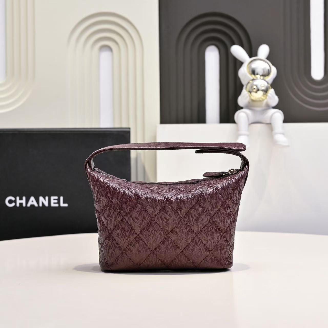 Chanel 25C Quilted Chain Hobo Caviar-deep cocoa - LuxuryEva