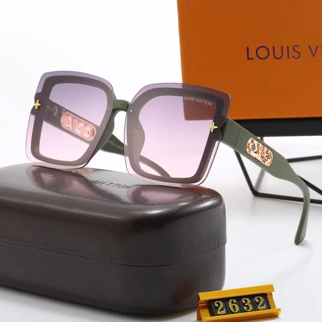 LV 6-color fashion four-leaf clover hollow letter temple sunglasses - LuxuryEva